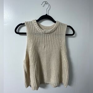 NOUL Sleeveless Cream Crochet Knit Top
